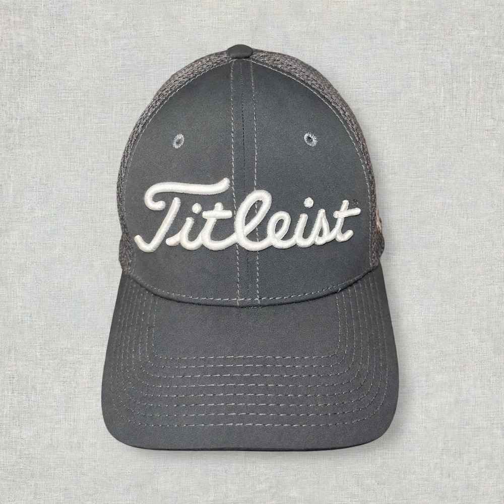 Titleist Pro V1 FootJoy New Era Stretch Fit Golf Hat Mesh Gray Men's S/M